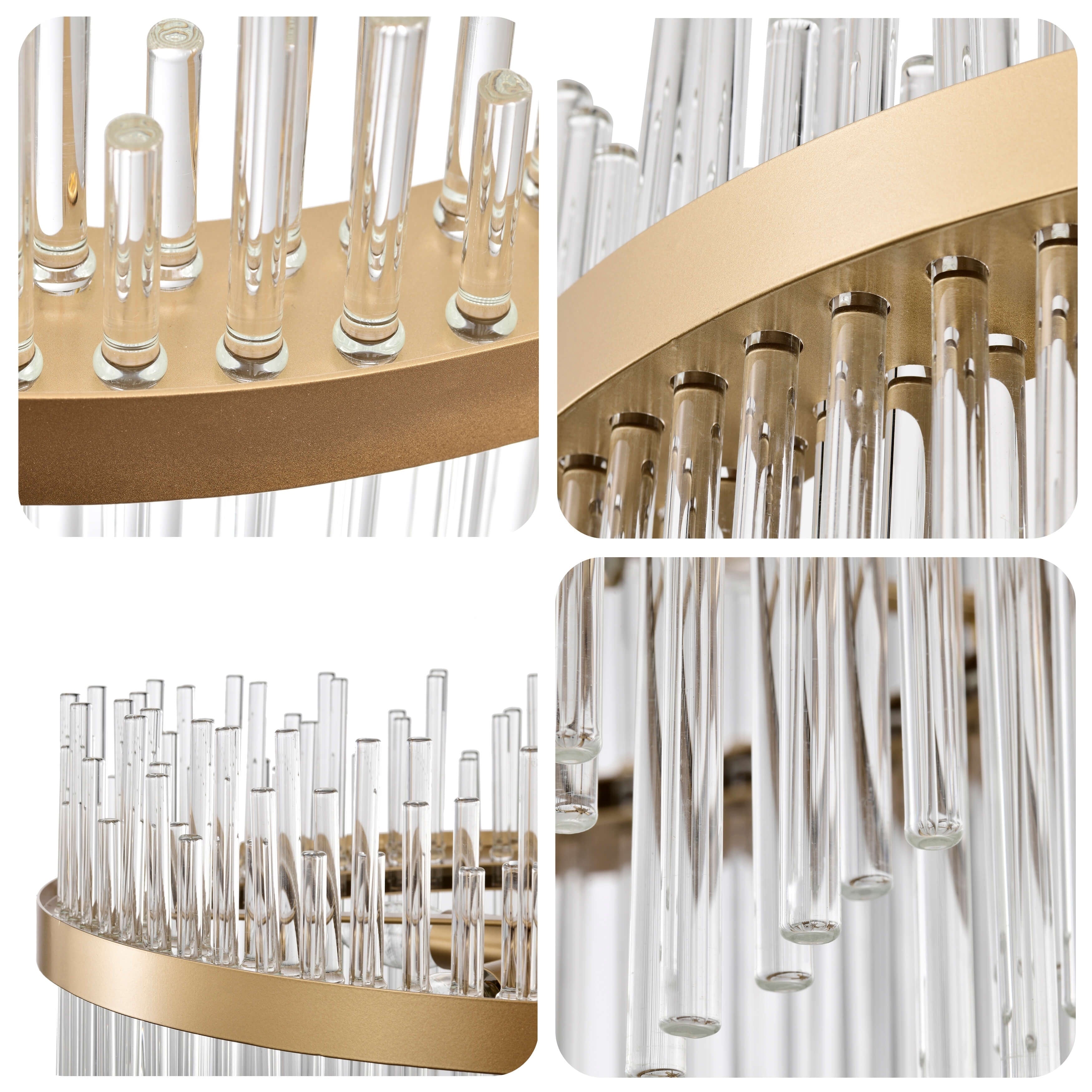 Casandra 5-flammiger Kronleuchter in glänzendem Bronze mit klaren Glasstäben – Glänzendes Bronze