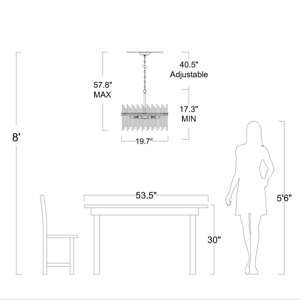 Casandra 5-flammiger Kronleuchter in glänzendem Bronze mit klaren Glasstäben – Glänzendes Bronze