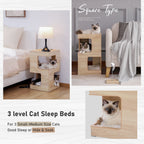 Katzenhaus, Katzenbett, Katzenbaum mit Kratzbrett und herausnehmbaren Matten