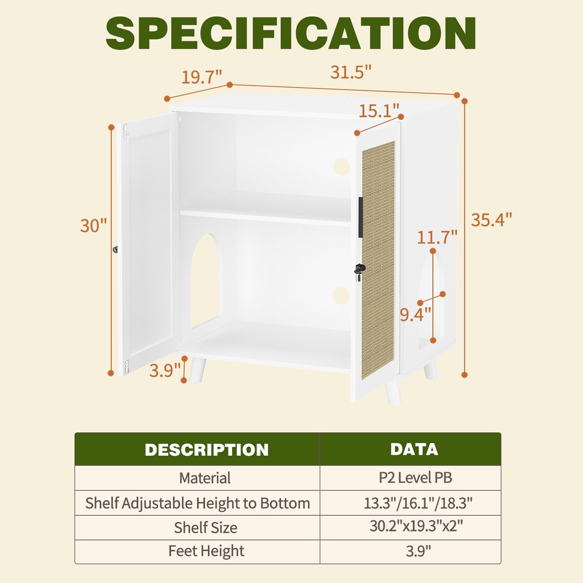 Katzenklo-Gehäuse, Katzenhaus, Beistelltisch, Türschrank, Bücherregal