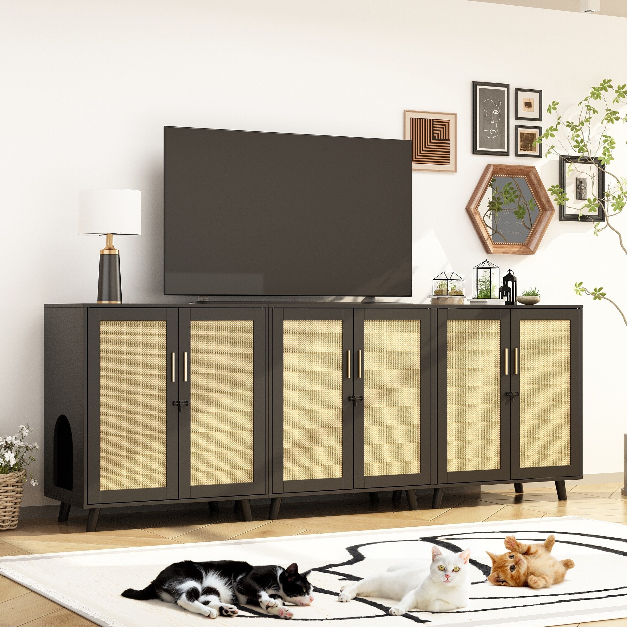 Katzenklo-Gehäuse, Katzenhaus, Beistelltisch, Türschrank, Bücherregal