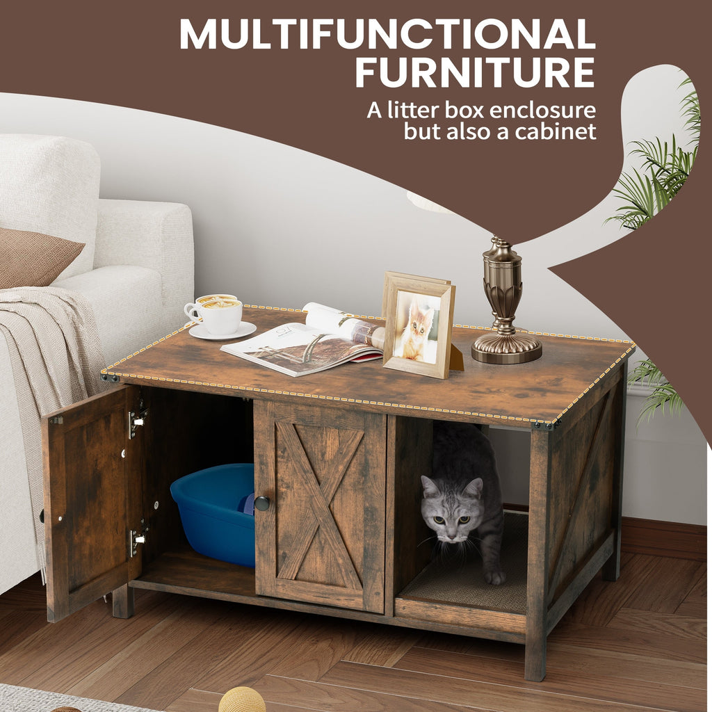 Katzenklo-Umrandung, versteckte Katzentoilettenmöbel aus Holz mit Kratzbaum