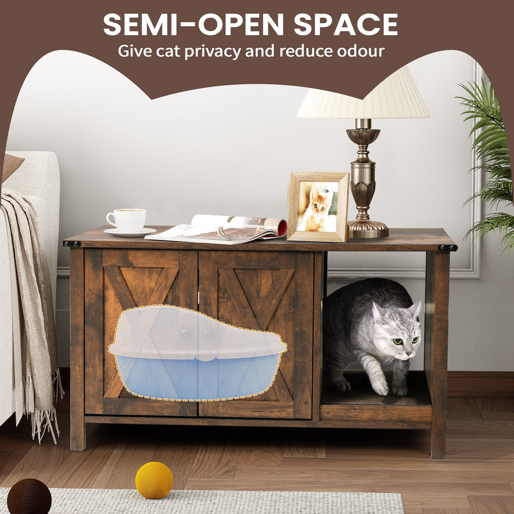 Katzenklo-Umrandung, versteckte Katzentoilettenmöbel aus Holz mit Kratzbaum