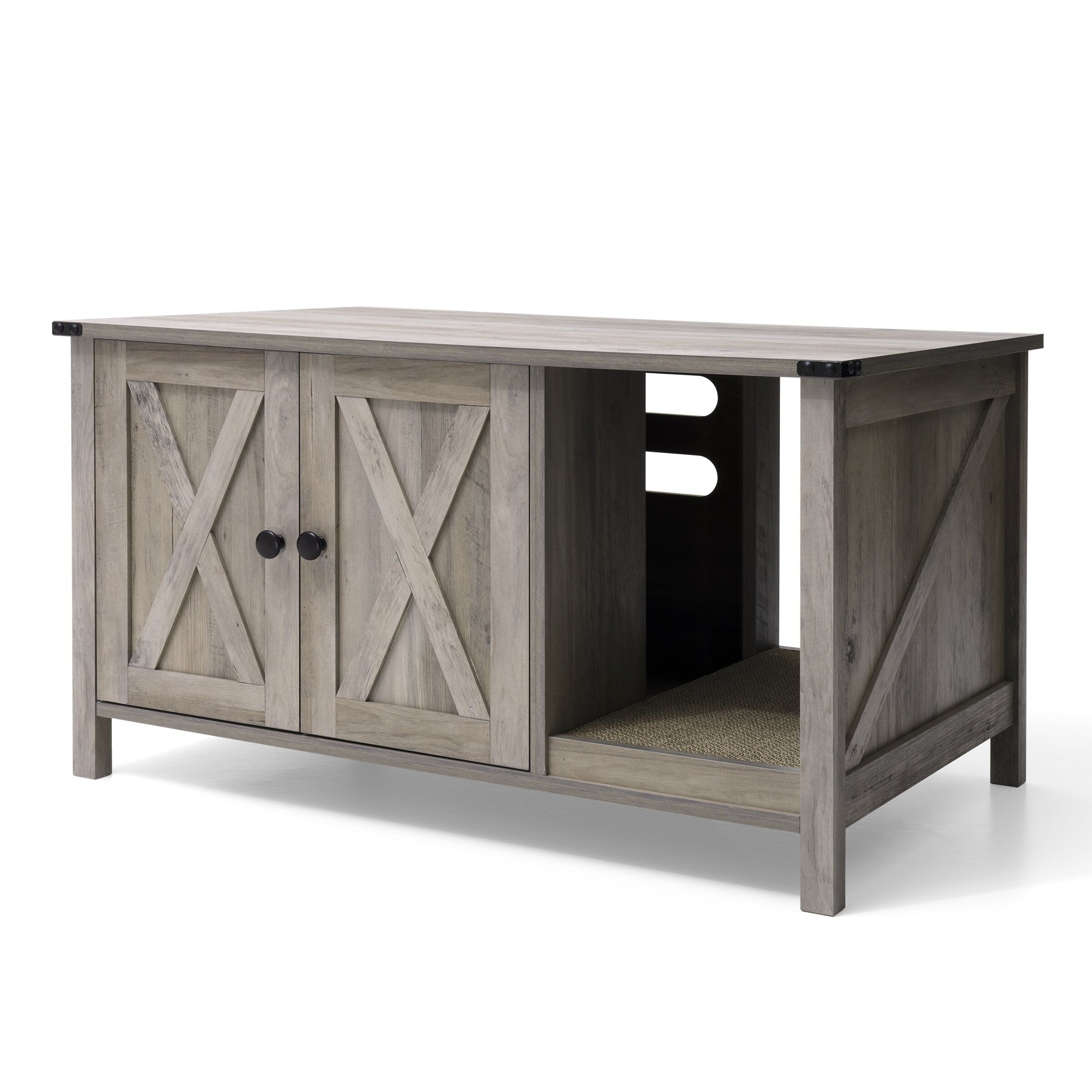 Katzenklo-Umrandung, versteckte Katzentoilettenmöbel aus Holz mit Kratzbaum