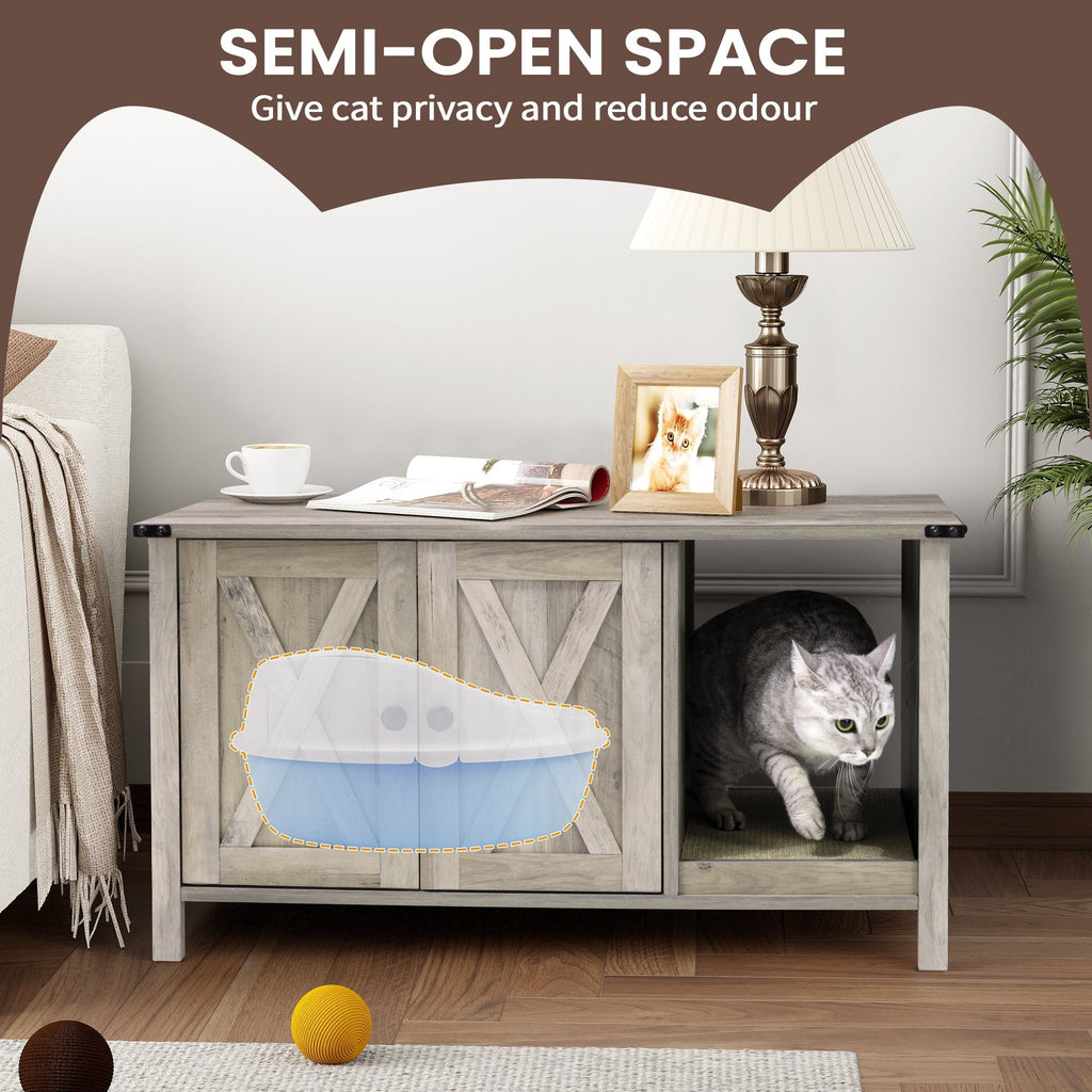 Katzenklo-Umrandung, versteckte Katzentoilettenmöbel aus Holz mit Kratzbaum