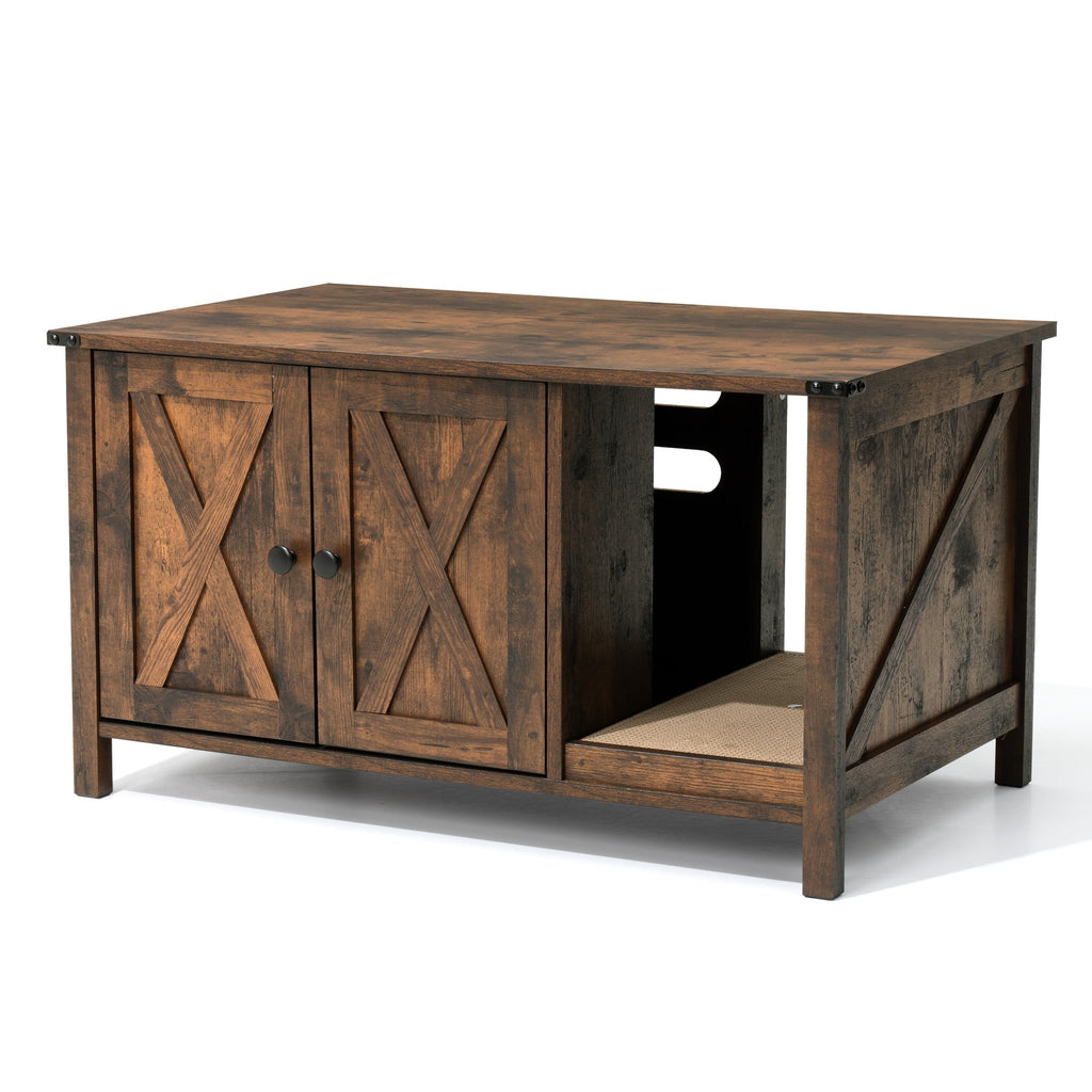 Katzenklo-Umrandung, versteckte Katzentoilettenmöbel aus Holz mit Kratzbaum