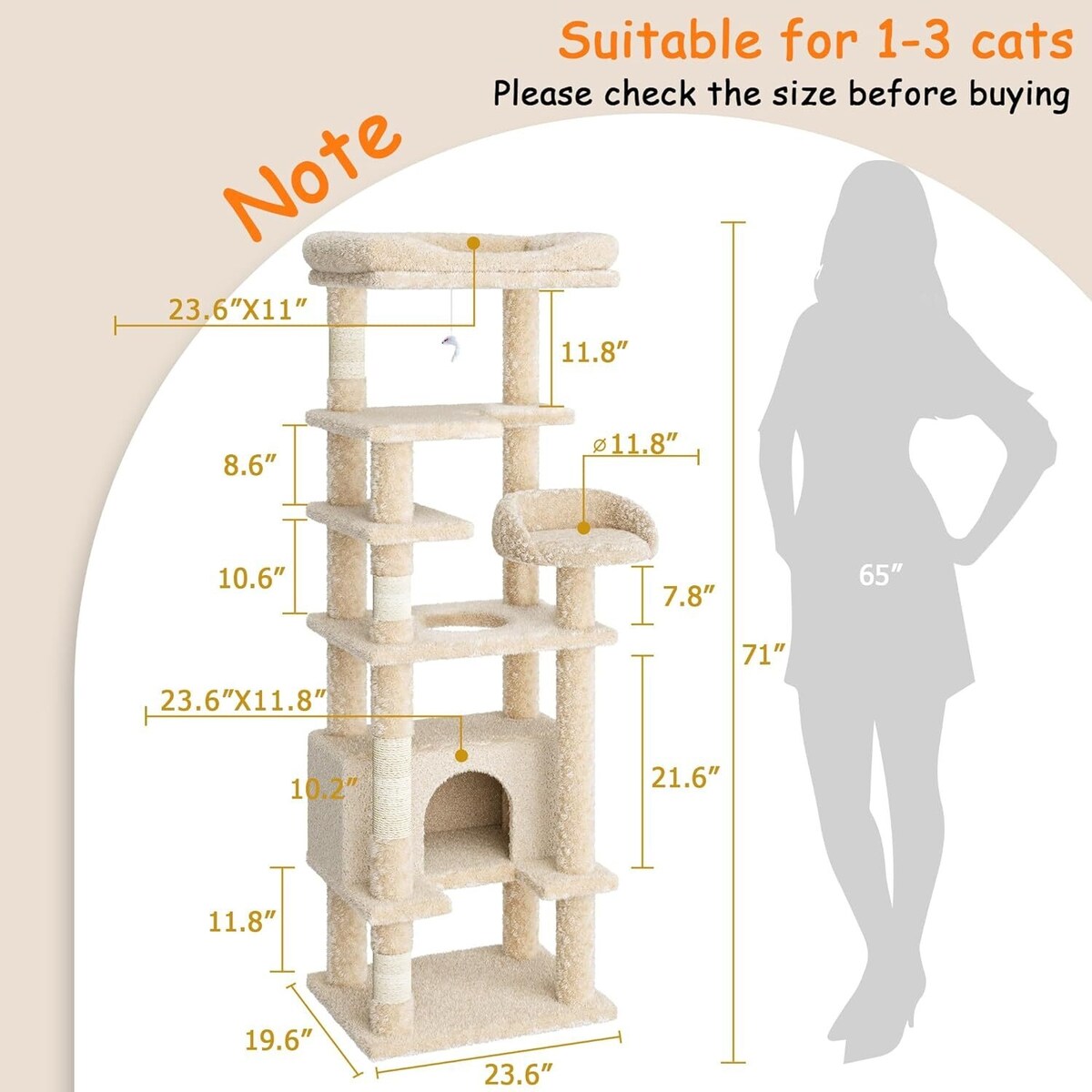 Katzenbaum, mehrstöckiges Katzenturm-Apartment mit Kratzbaum