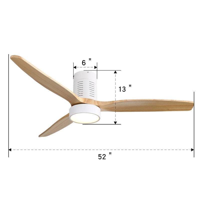 52-Zoll-Deckenventilator im Landhausstil mit Beleuchtung und Fernbedienung, reversibler Gleichstrommotor