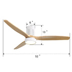 52-Zoll-Deckenventilator im Landhausstil mit Beleuchtung und Fernbedienung, reversibler Gleichstrommotor