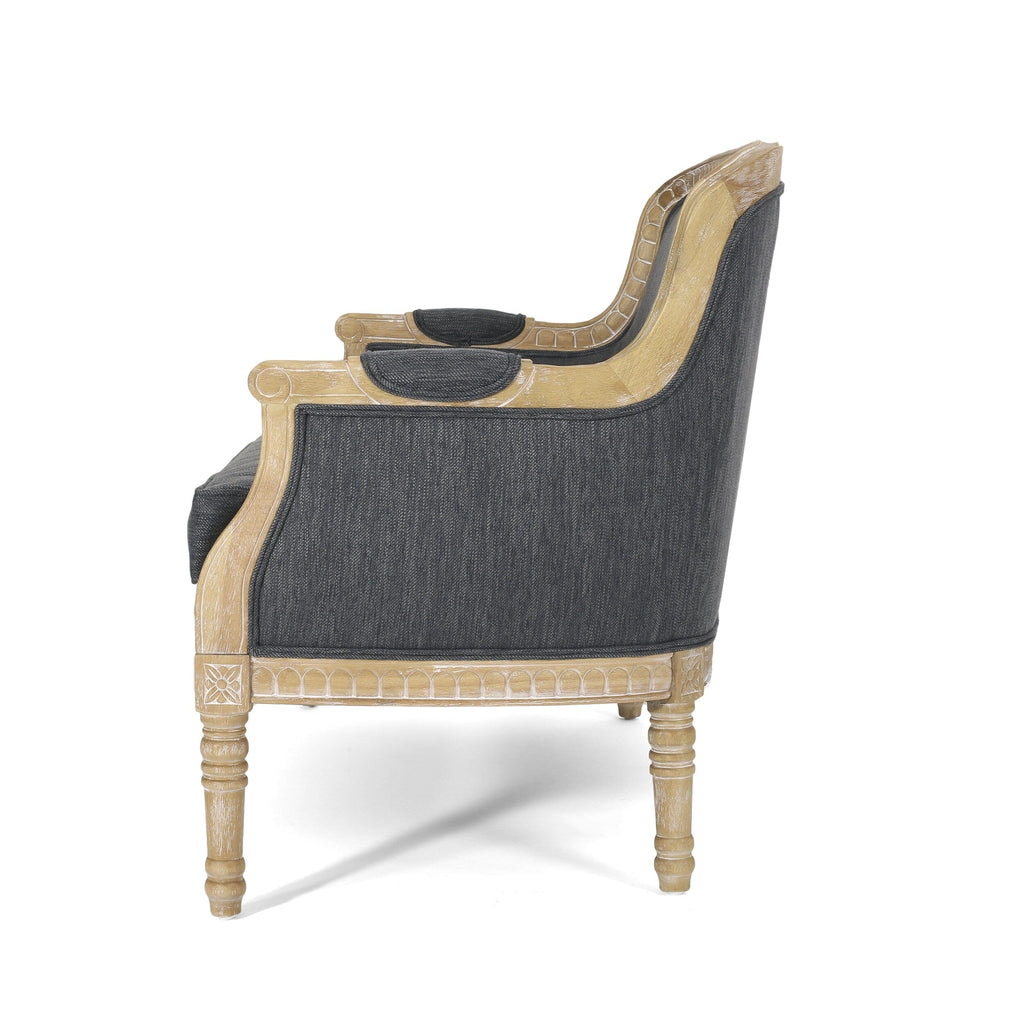 Zweisitzer-Sofa aus anthrazitfarbenem Holz mit Rahmen aus Gummibaumholz