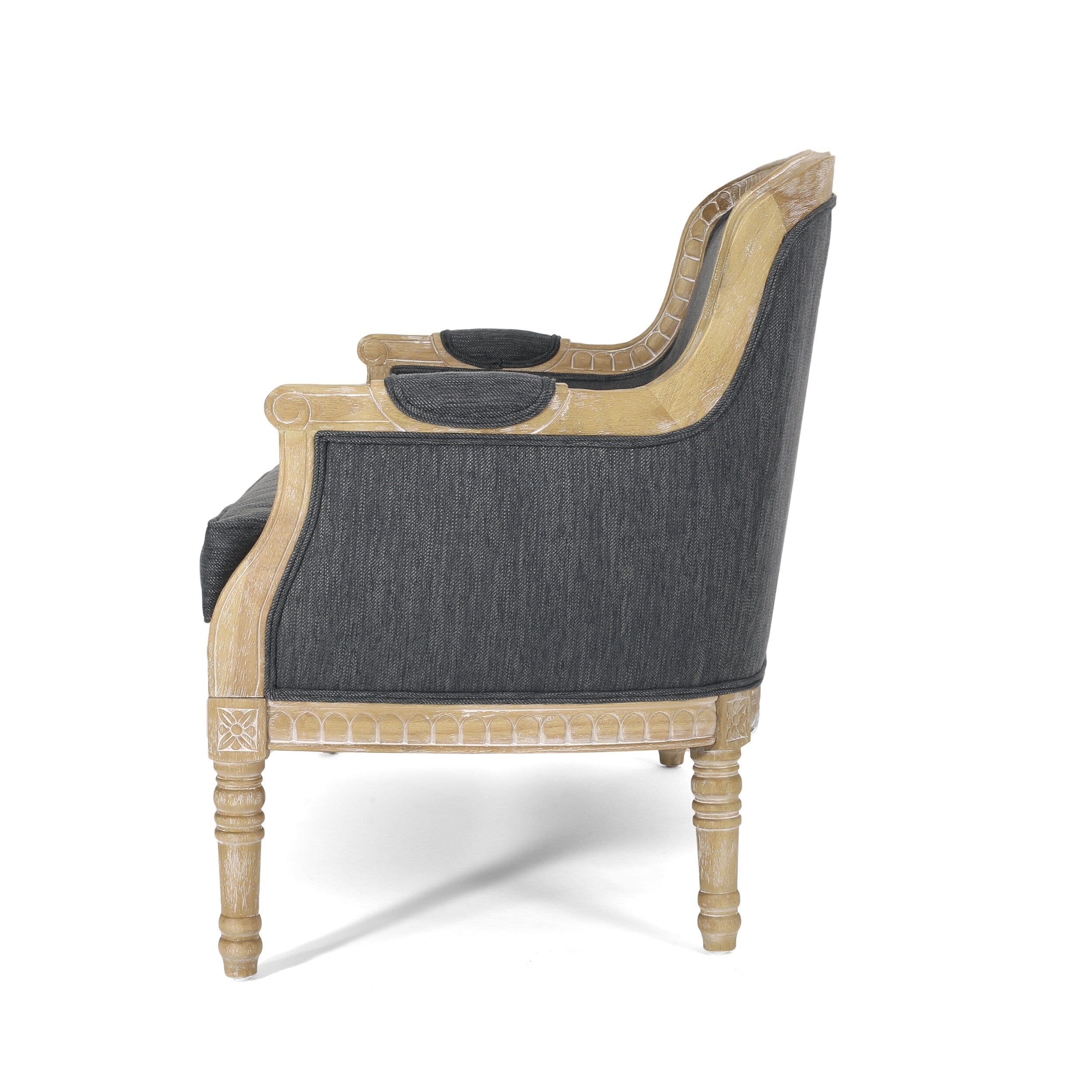 Zweisitzer-Sofa aus anthrazitfarbenem Holz mit Rahmen aus Gummibaumholz