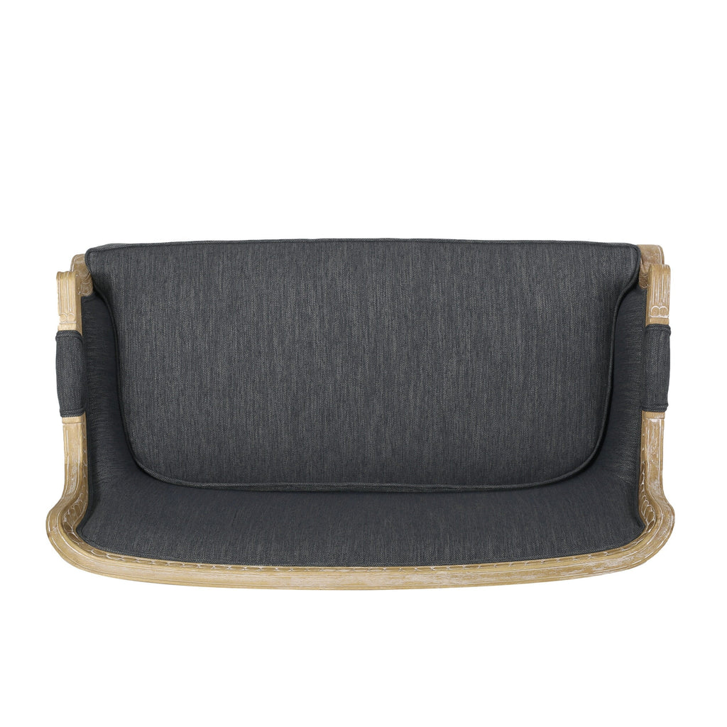 Zweisitzer-Sofa aus anthrazitfarbenem Holz mit Rahmen aus Gummibaumholz