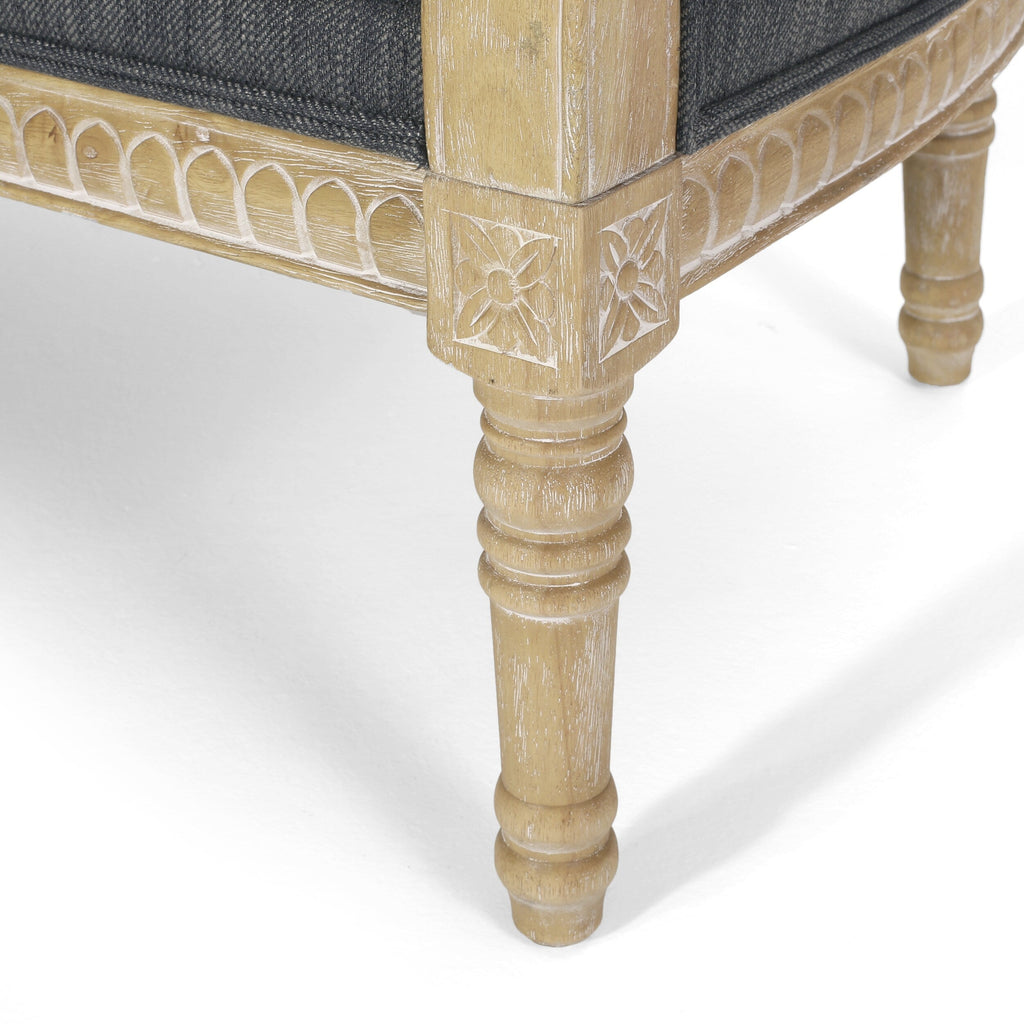 Zweisitzer-Sofa aus anthrazitfarbenem Holz mit Rahmen aus Gummibaumholz