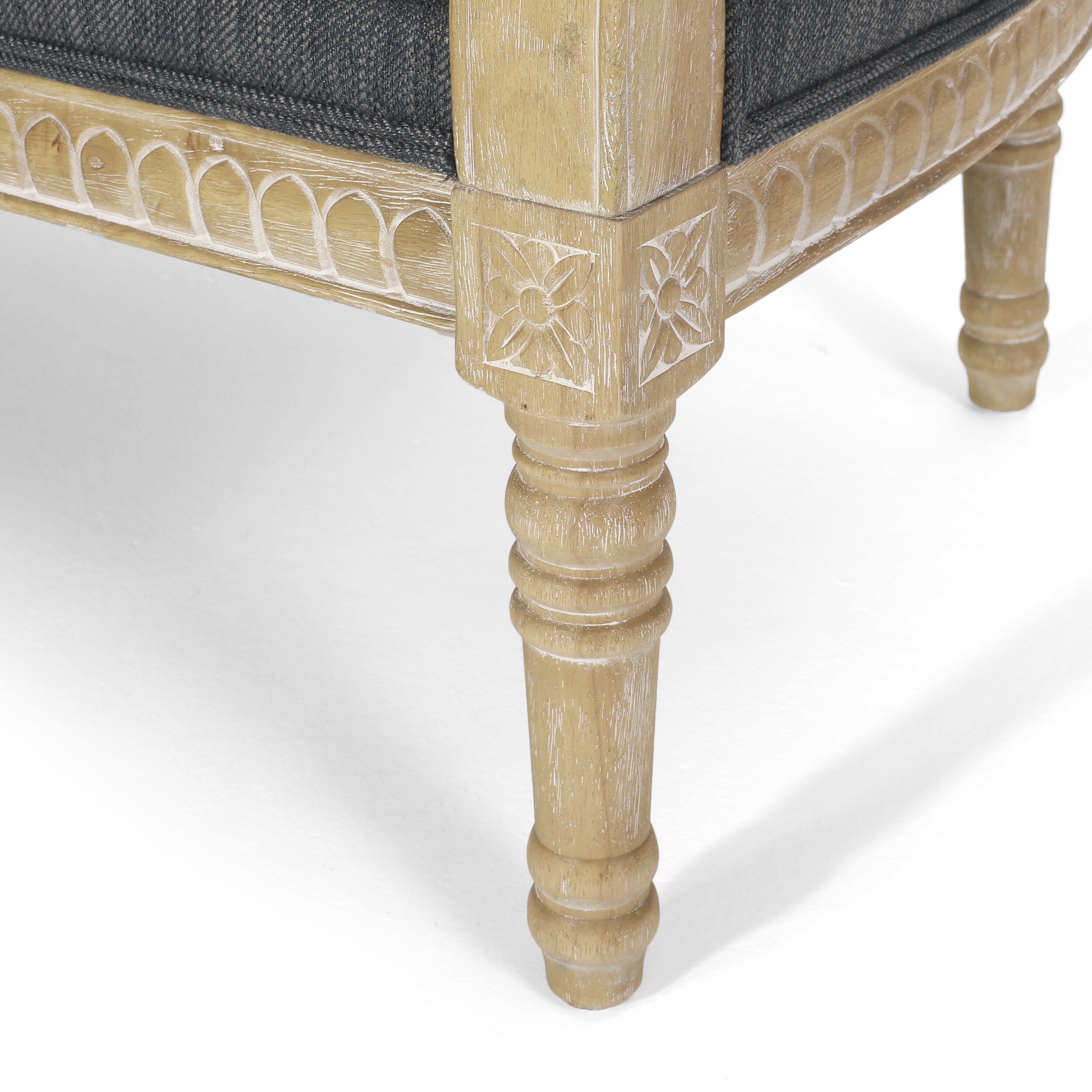 Zweisitzer-Sofa aus anthrazitfarbenem Holz mit Rahmen aus Gummibaumholz