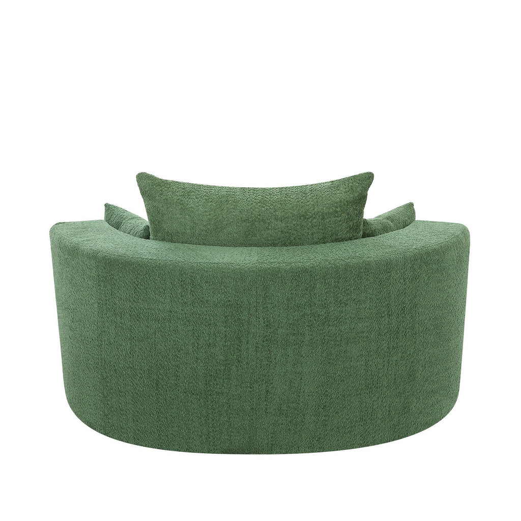 Chenille-Akzent-Fasssessel, runder Sofasessel mit 360-Grad-Drehfuß und 3 abnehmbaren Kissen