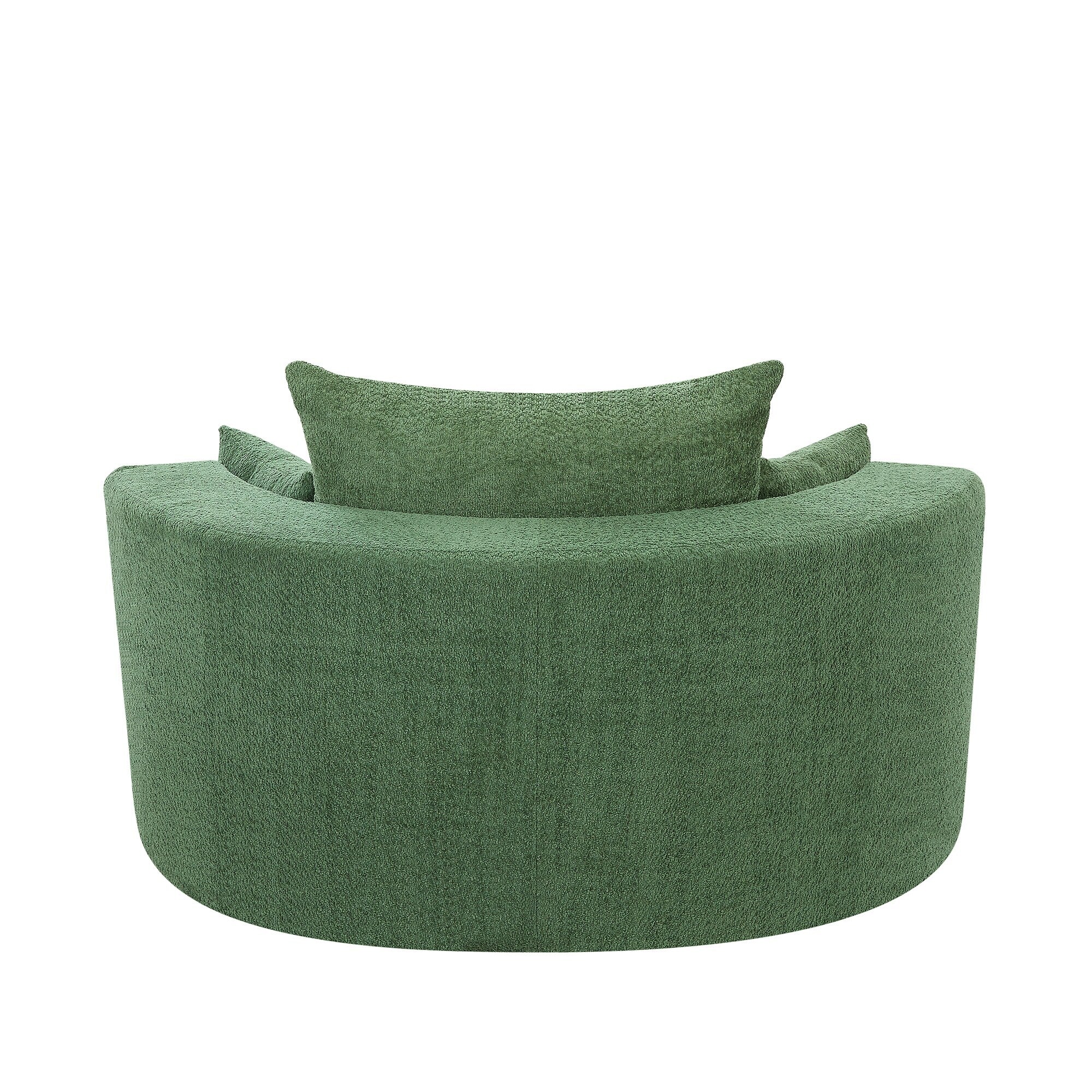 Chenille-Akzent-Fasssessel, runder Sofasessel mit 360-Grad-Drehfuß und 3 abnehmbaren Kissen