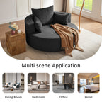 Chenille-Akzent-Fasssessel, runder Sofasessel mit 360-Grad-Drehfuß und 3 abnehmbaren Kissen