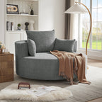 Chenille-Akzent-Fasssessel, runder Sofasessel mit 360-Grad-Drehfuß und 3 abnehmbaren Kissen