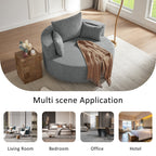 Chenille-Akzent-Fasssessel, runder Sofasessel mit 360-Grad-Drehfuß und 3 abnehmbaren Kissen