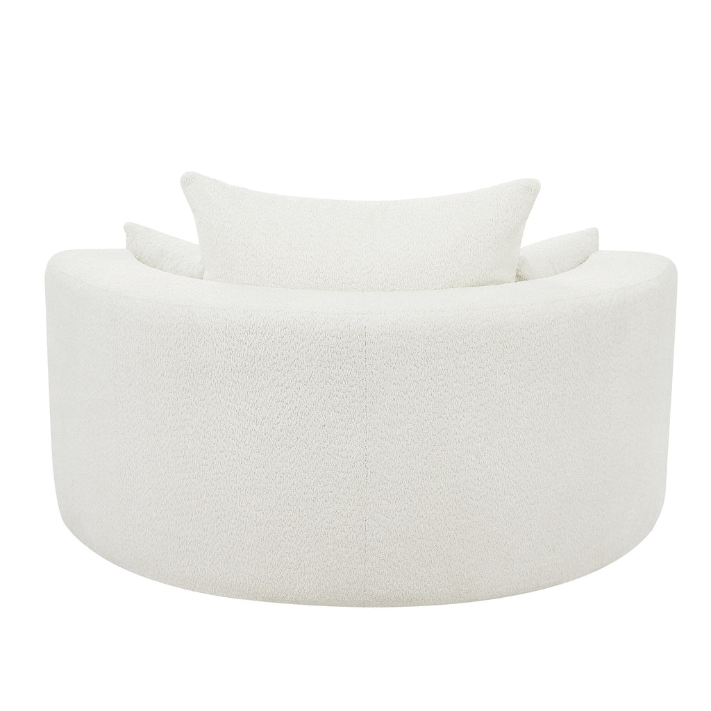 Chenille-Akzent-Fasssessel, runder Sofasessel mit 360-Grad-Drehfuß und 3 abnehmbaren Kissen