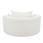 Chenille-Akzent-Fasssessel, runder Sofasessel mit 360-Grad-Drehfuß und 3 abnehmbaren Kissen