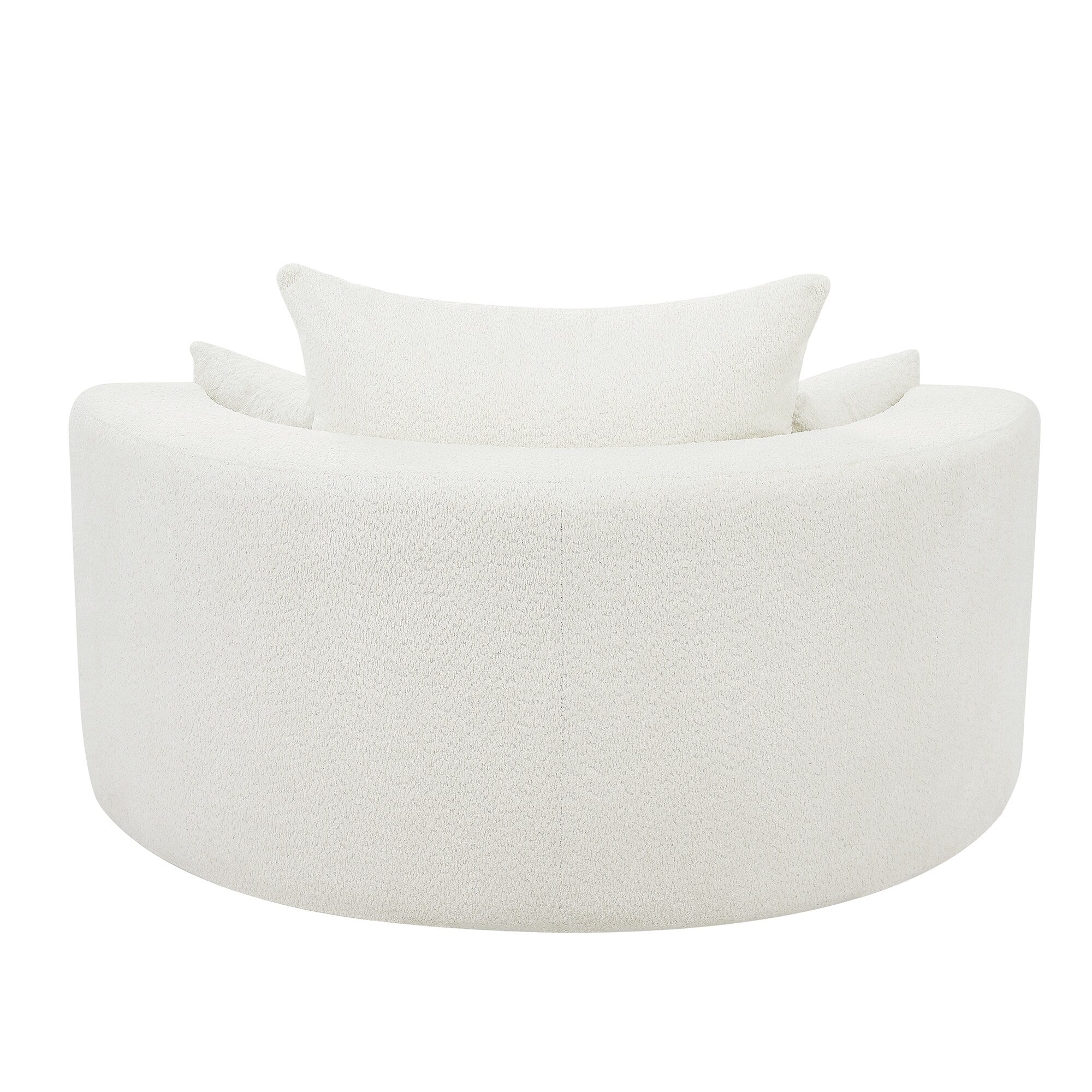 Chenille-Akzent-Fasssessel, runder Sofasessel mit 360-Grad-Drehfuß und 3 abnehmbaren Kissen