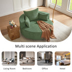 Chenille-Akzent-Fasssessel, runder Sofasessel mit 360-Grad-Drehfuß und 3 abnehmbaren Kissen