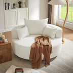 Chenille-Akzent-Fasssessel, runder Sofasessel mit 360-Grad-Drehfuß und 3 abnehmbaren Kissen