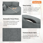 Chenille-Akzent-Fasssessel, runder Sofasessel mit 360-Grad-Drehfuß und 3 abnehmbaren Kissen