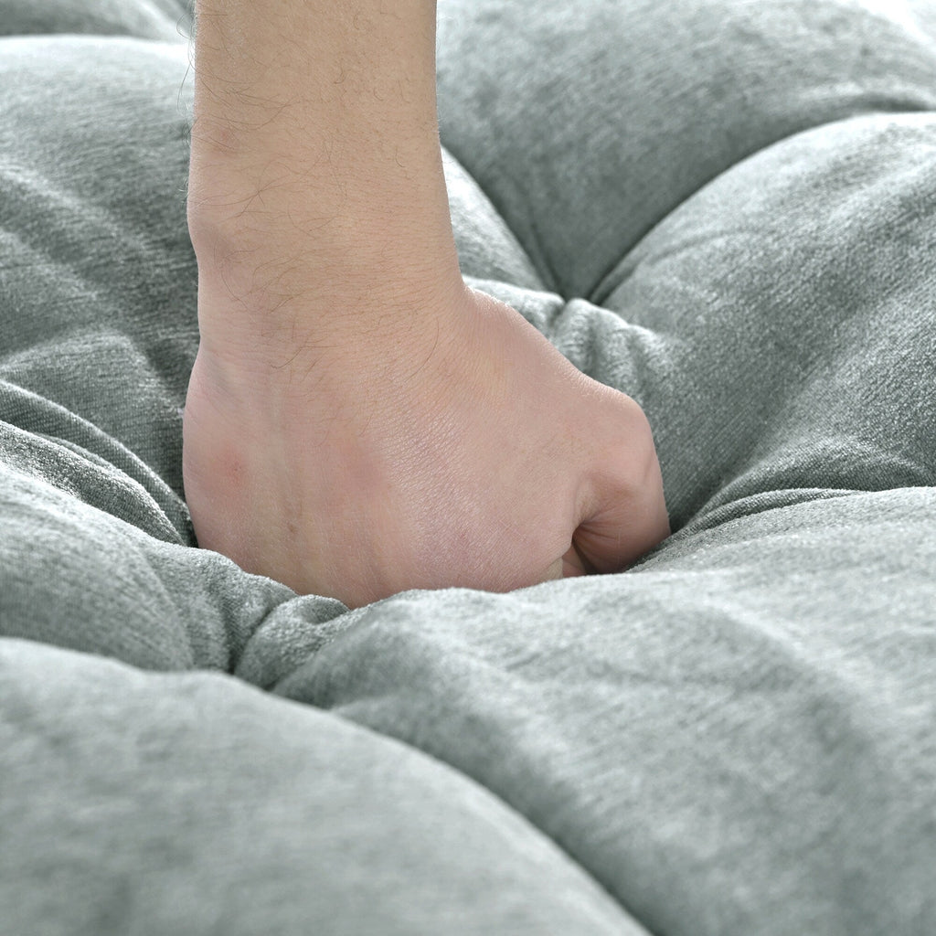 Schlafsofa aus Chenille, gepolstertes Sofa mit gesteppter Rückenlehne und 2 abnehmbaren Kissen für das Wohnzimmer