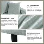 Schlafsofa aus Chenille, gepolstertes Sofa mit gesteppter Rückenlehne und 2 abnehmbaren Kissen für das Wohnzimmer