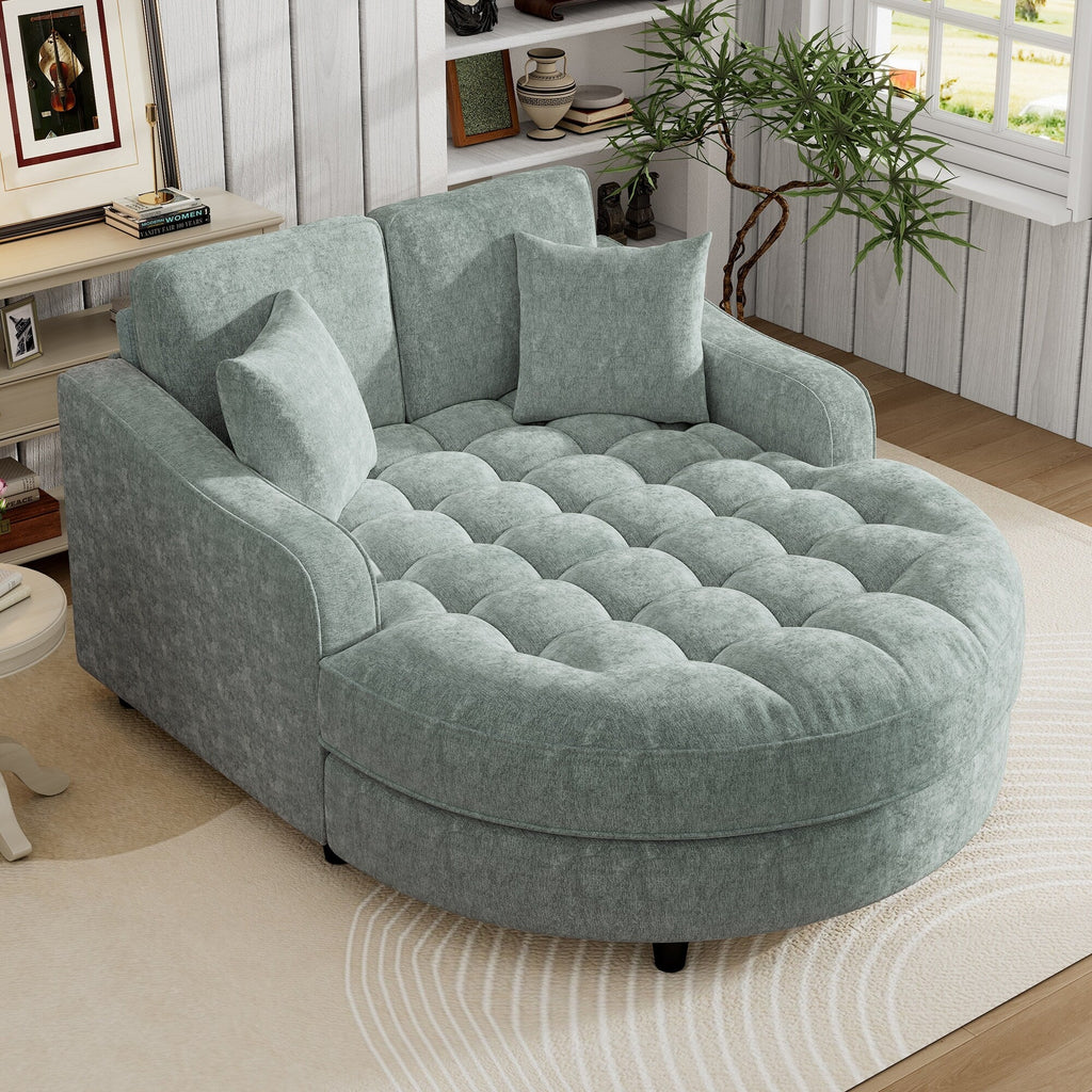 Schlafsofa aus Chenille, gepolstertes Sofa mit gesteppter Rückenlehne und 2 abnehmbaren Kissen für das Wohnzimmer