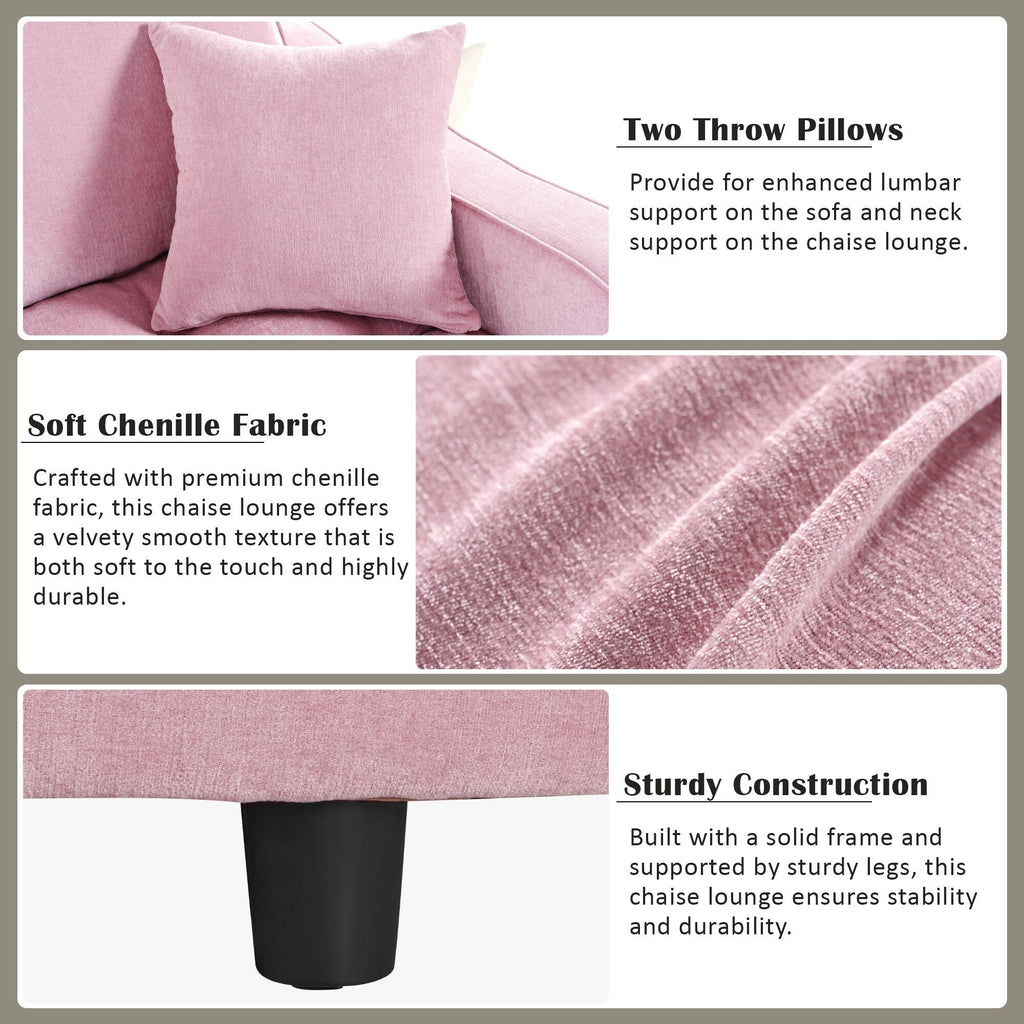 Schlafsofa aus Chenille, gepolstertes Sofa mit gesteppter Rückenlehne und 2 abnehmbaren Kissen für das Wohnzimmer