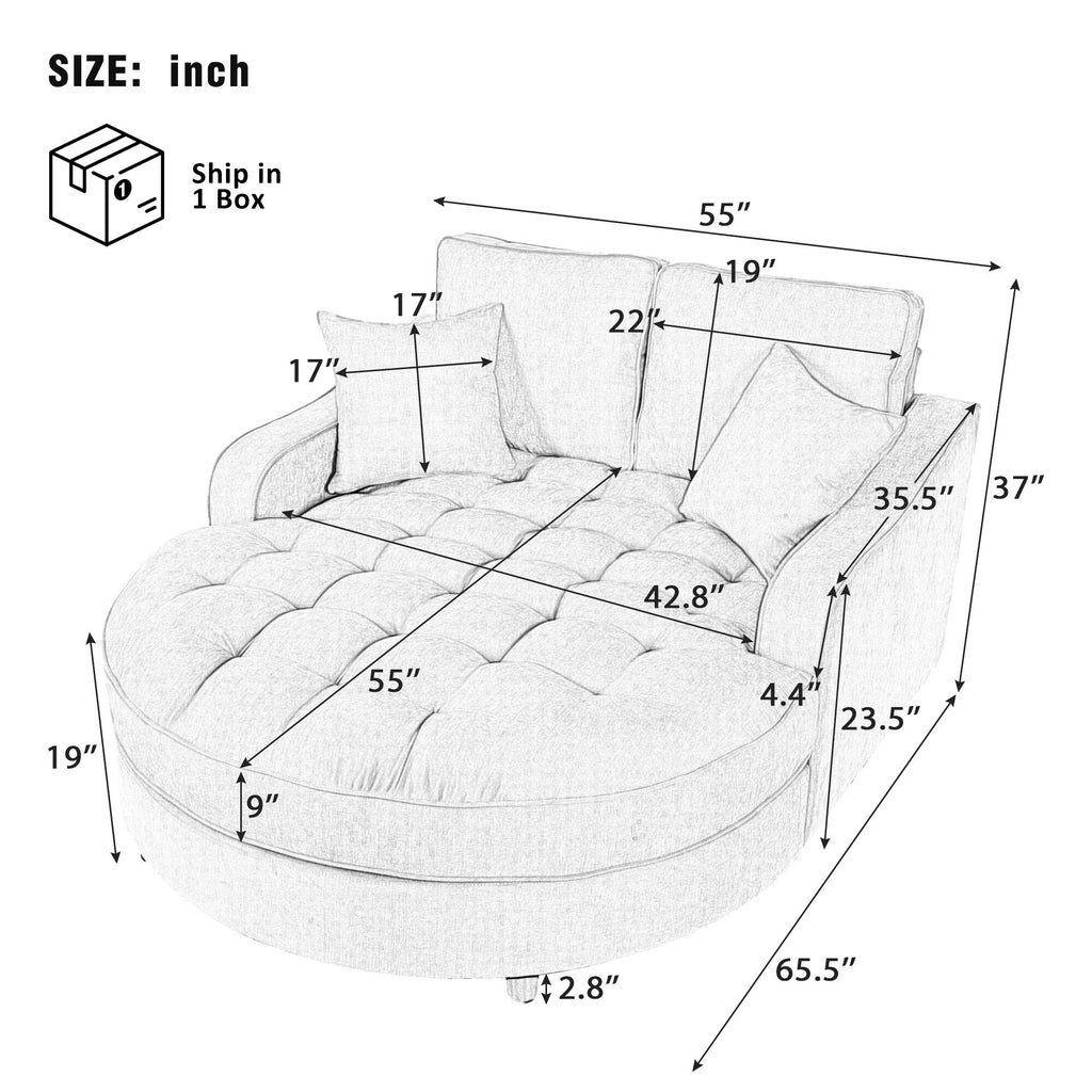 Schlafsofa aus Chenille, gepolstertes Sofa mit gesteppter Rückenlehne und 2 abnehmbaren Kissen für das Wohnzimmer