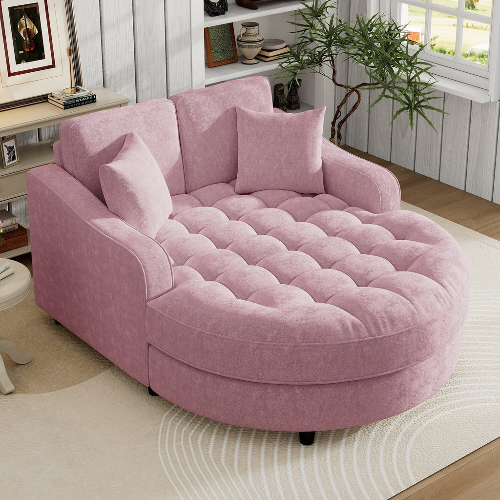 Schlafsofa aus Chenille, gepolstertes Sofa mit gesteppter Rückenlehne und 2 abnehmbaren Kissen für das Wohnzimmer