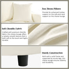 Schlafsofa aus Chenille, gepolstertes Sofa mit gesteppter Rückenlehne und 2 abnehmbaren Kissen für das Wohnzimmer