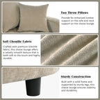 Schlafsofa aus Chenille, gepolstertes Sofa mit gesteppter Rückenlehne und 2 abnehmbaren Kissen für das Wohnzimmer