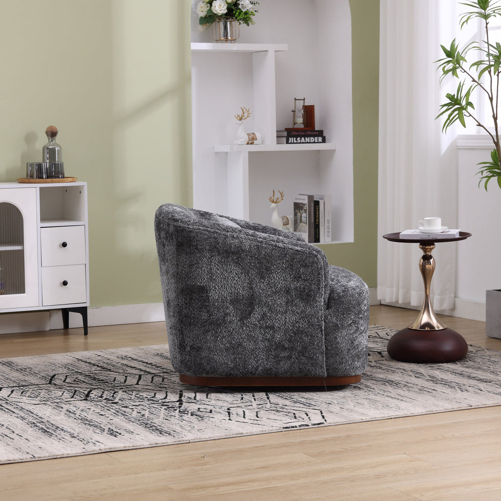 Drehsessel aus Chenille, 360° drehbar, bequemes Akzentsofa für Wohnzimmer, Schlafzimmer und Arbeitszimmer mit abnehmbarem Kissen