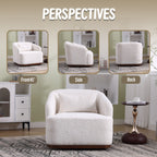 Drehsessel aus Chenille, 360° drehbar, bequemes Akzentsofa für Wohnzimmer, Schlafzimmer und Arbeitszimmer mit abnehmbarem Kissen