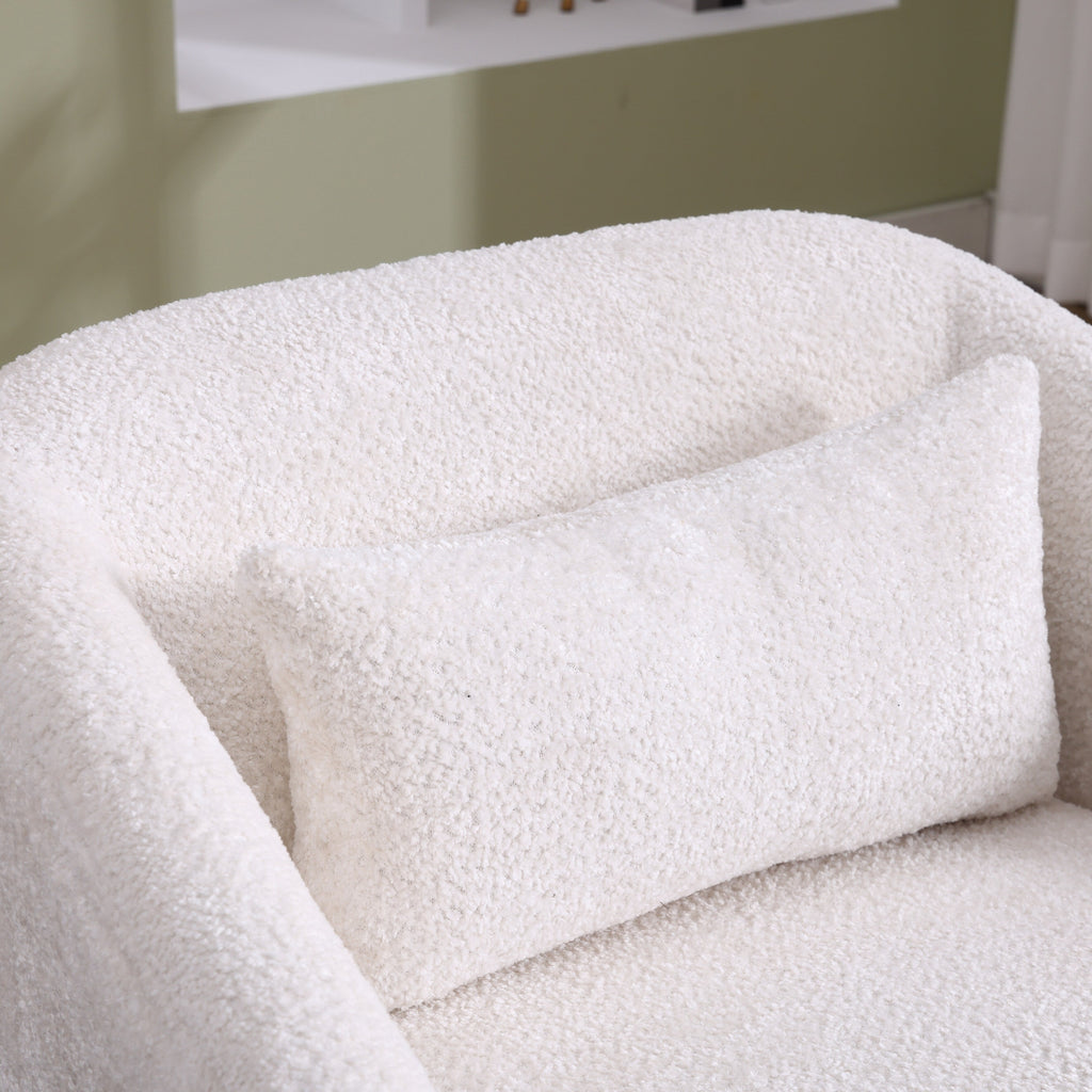 Drehsessel aus Chenille, 360° drehbar, bequemes Akzentsofa für Wohnzimmer, Schlafzimmer und Arbeitszimmer mit abnehmbarem Kissen