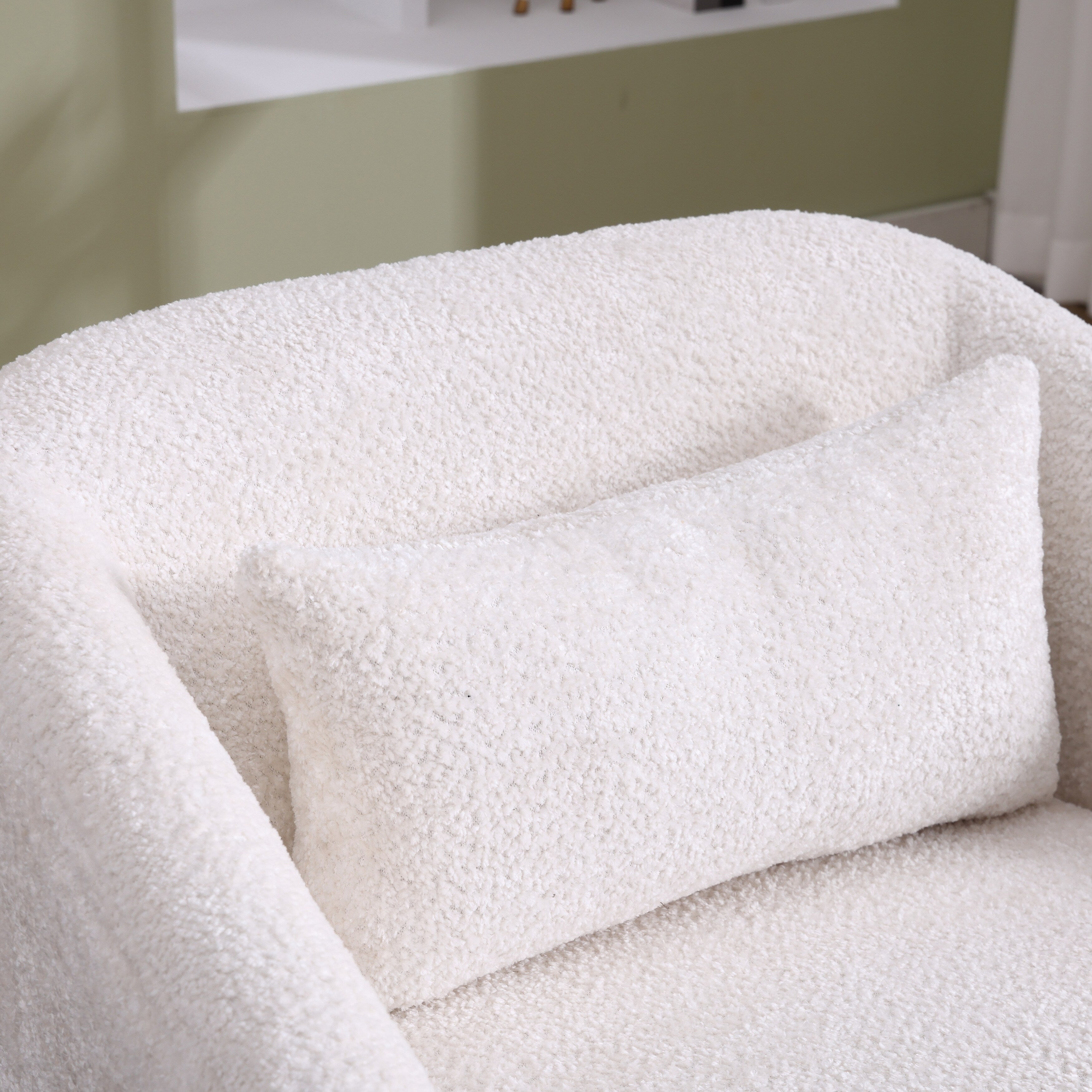 Drehsessel aus Chenille, 360° drehbar, bequemes Akzentsofa für Wohnzimmer, Schlafzimmer und Arbeitszimmer mit abnehmbarem Kissen