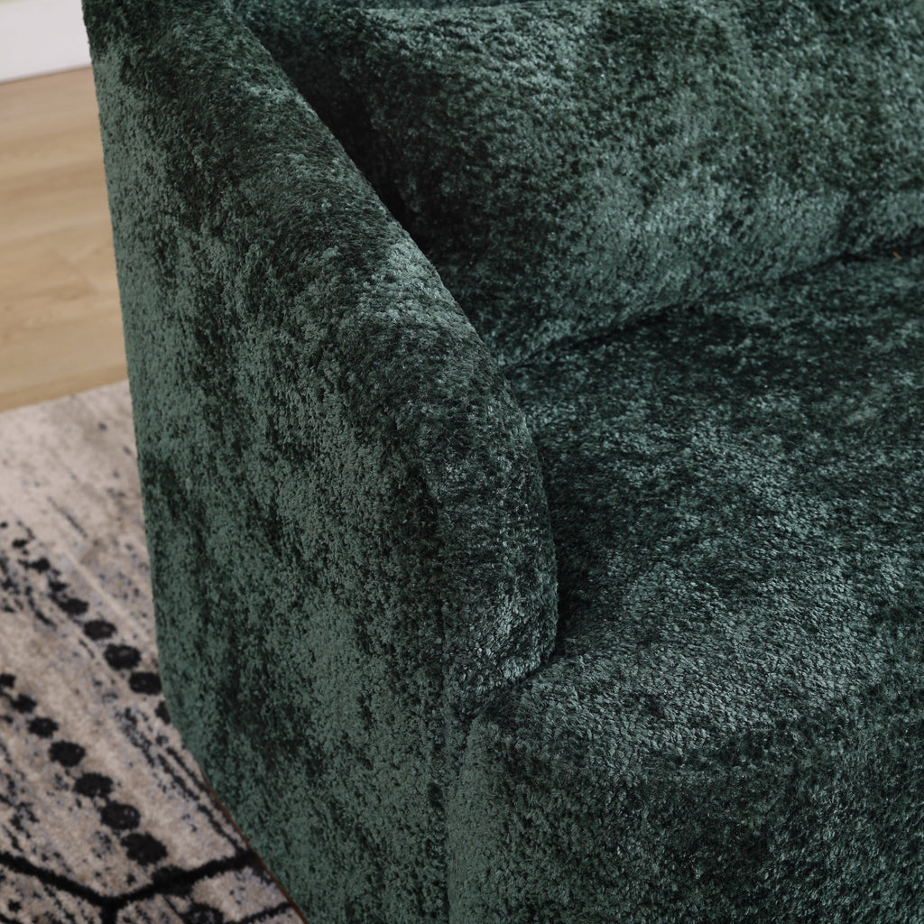 Drehsessel aus Chenille, 360° drehbar, bequemes Akzentsofa für Wohnzimmer, Schlafzimmer und Arbeitszimmer mit abnehmbarem Kissen