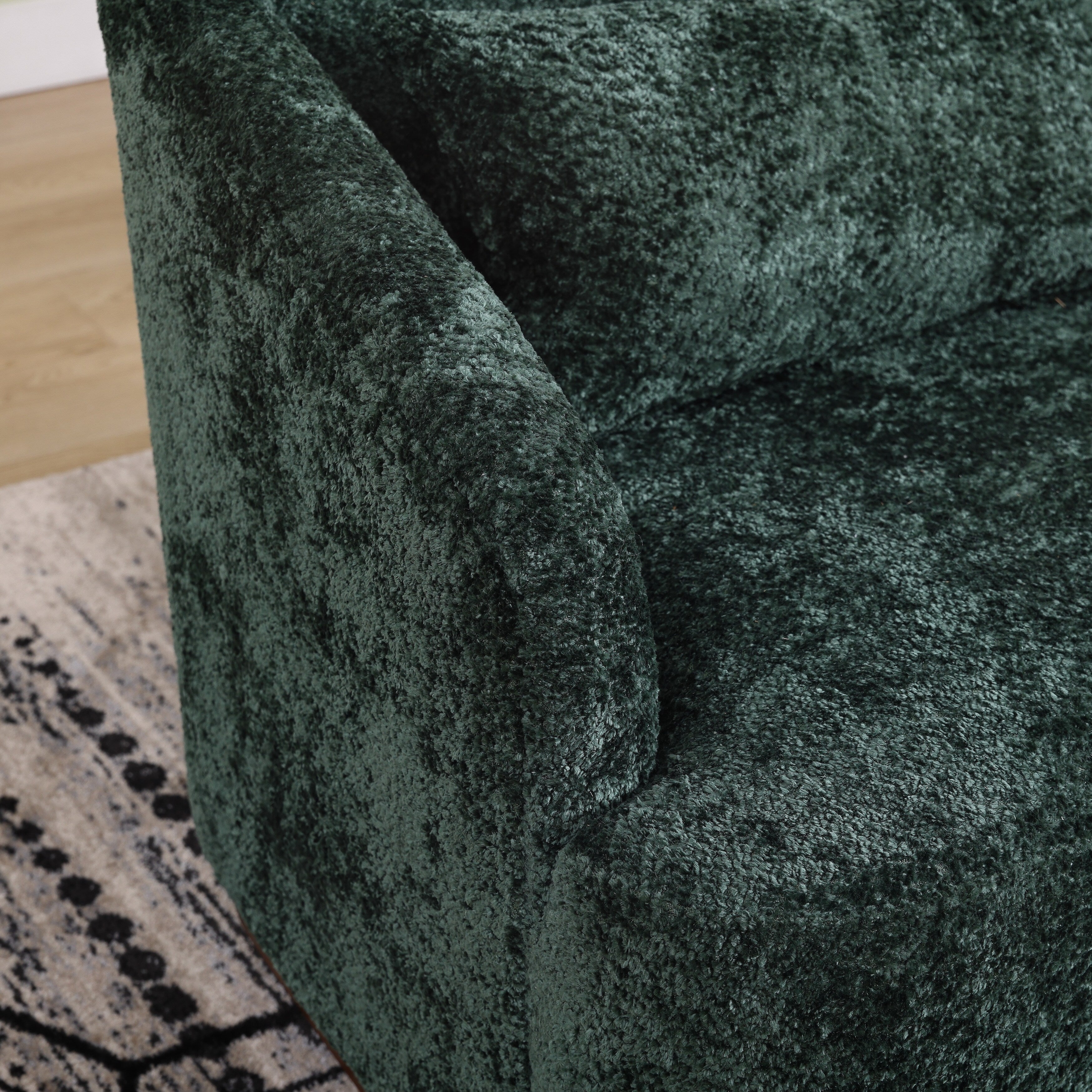 Drehsessel aus Chenille, 360° drehbar, bequemes Akzentsofa für Wohnzimmer, Schlafzimmer und Arbeitszimmer mit abnehmbarem Kissen