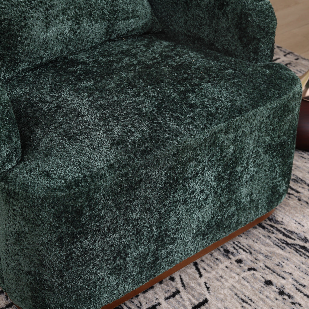 Drehsessel aus Chenille, 360° drehbar, bequemes Akzentsofa für Wohnzimmer, Schlafzimmer und Arbeitszimmer mit abnehmbarem Kissen