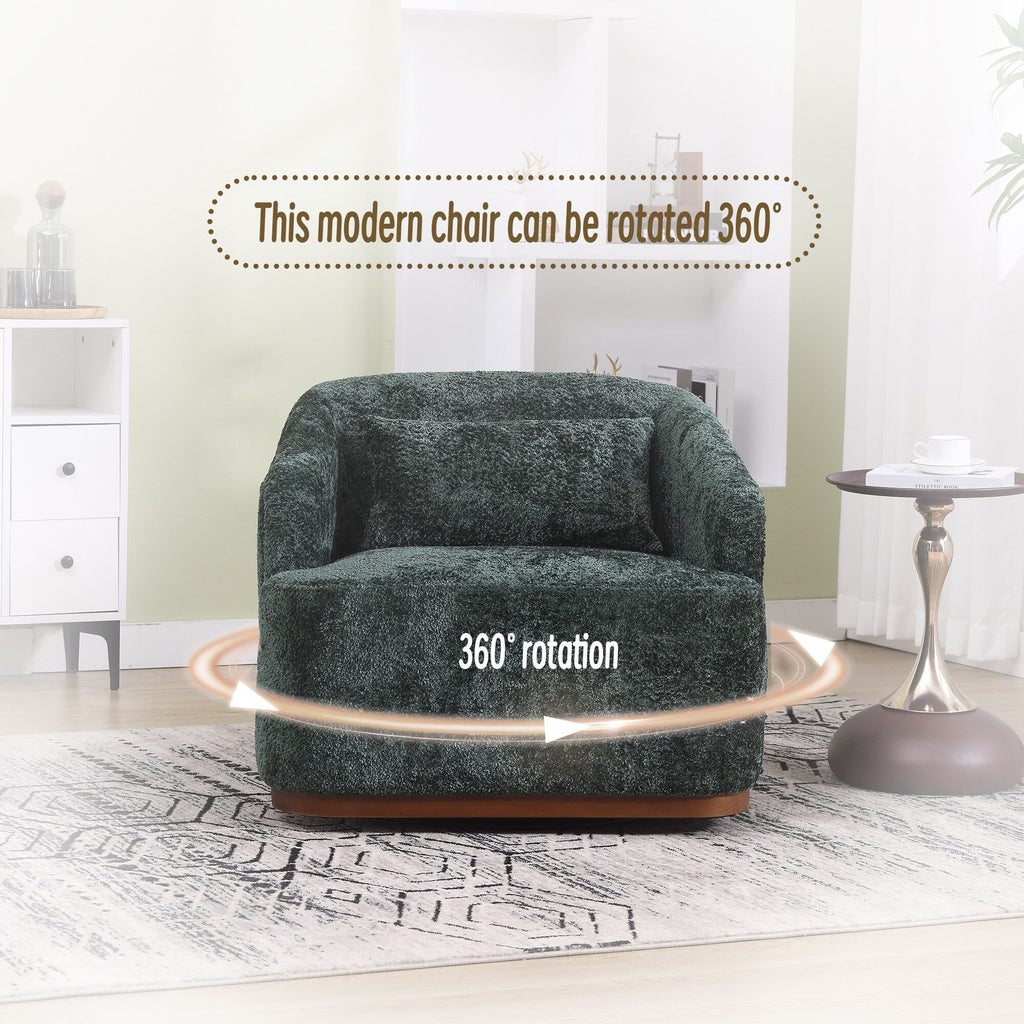 Drehsessel aus Chenille, 360° drehbar, bequemes Akzentsofa für Wohnzimmer, Schlafzimmer und Arbeitszimmer mit abnehmbarem Kissen
