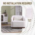 Drehsessel aus Chenille, 360° drehbar, bequemes Akzentsofa für Wohnzimmer, Schlafzimmer und Arbeitszimmer mit abnehmbarem Kissen