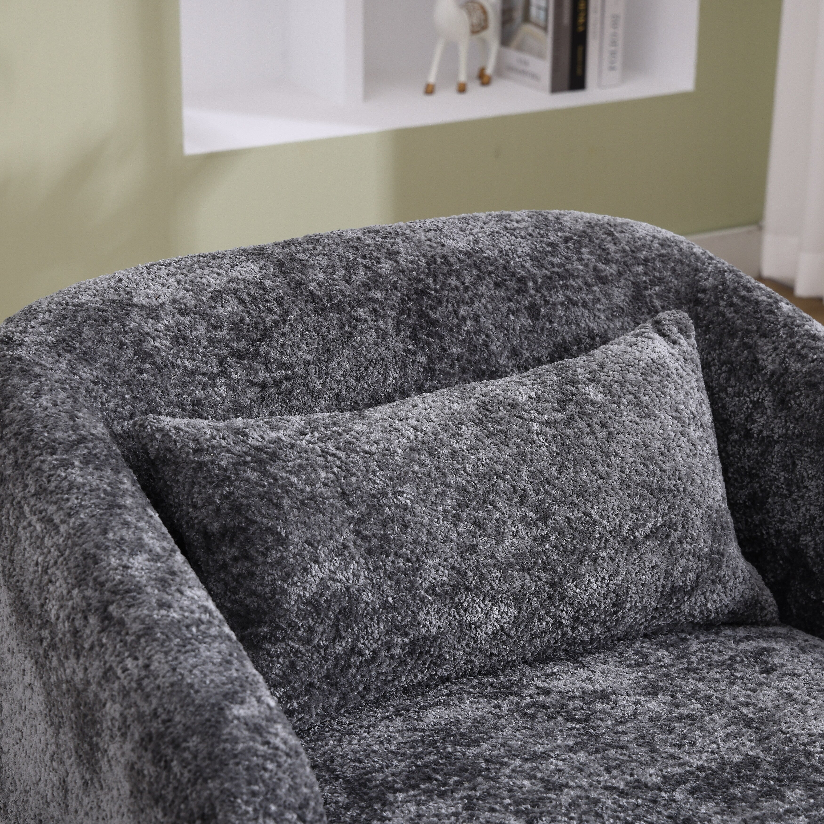 Drehsessel aus Chenille, 360° drehbar, bequemes Akzentsofa für Wohnzimmer, Schlafzimmer und Arbeitszimmer mit abnehmbarem Kissen