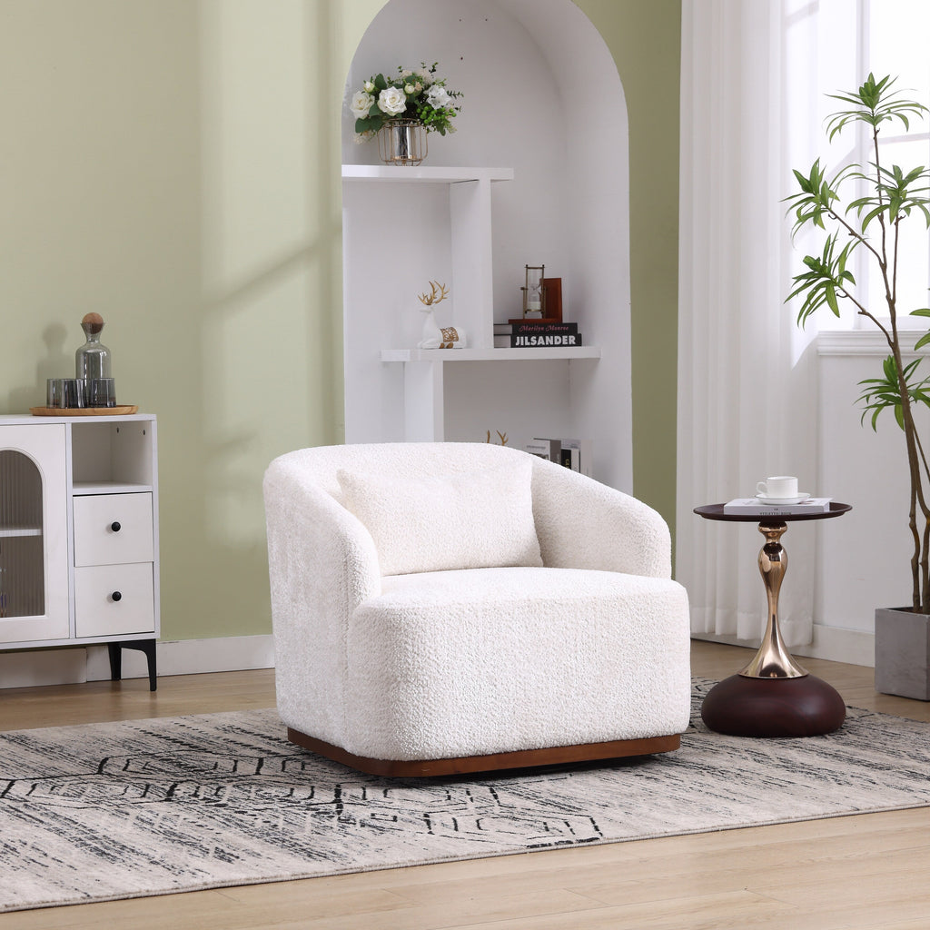 Drehsessel aus Chenille, 360° drehbar, bequemes Akzentsofa für Wohnzimmer, Schlafzimmer und Arbeitszimmer mit abnehmbarem Kissen