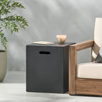 Christopher Knight Home – Aidan Outdoor Leichtbeton-Beistelltisch mit Tankhalterung