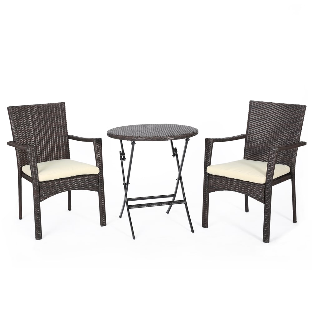 Elba 3-teiliges Bistro-Set aus Korbgeflecht von Christopher Knight Home